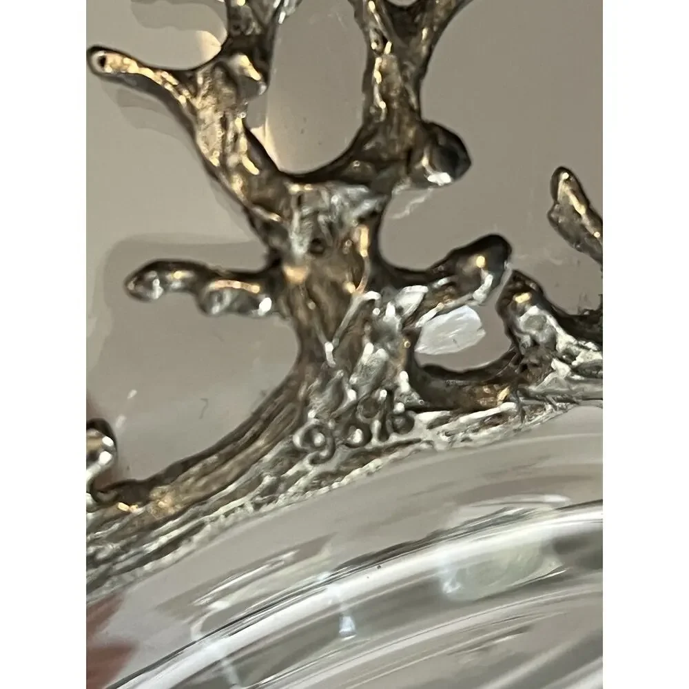 Stag Head Pewter Glass Bowl Cocktail Pick Holder & Picks 3pc Set Condiment Lodge